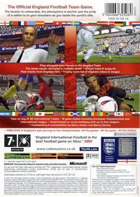 England International Football 2004 Edition (Europe) box cover back